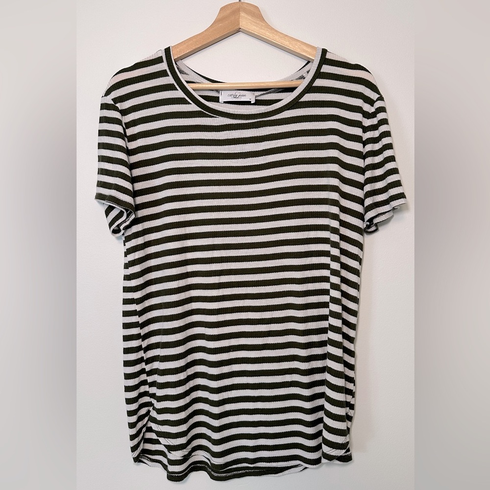Carly Jean Los Angeles Olive Striped T-Shirt